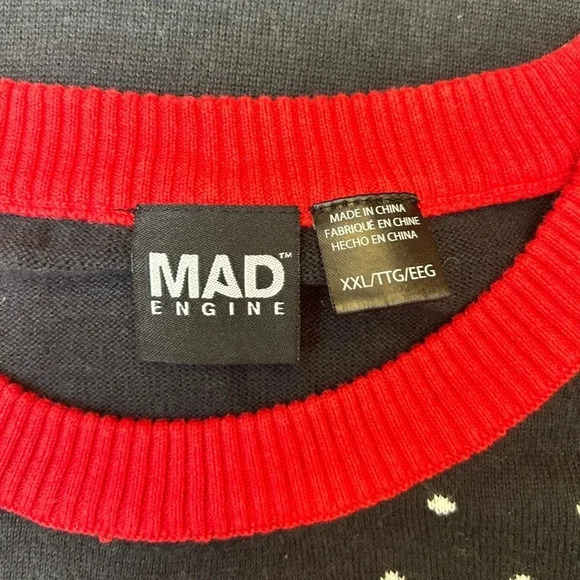 Mad Engine Christmas Knit Sweater Making Spirits Red Black Mens Size XXL - Picture 4 of 7